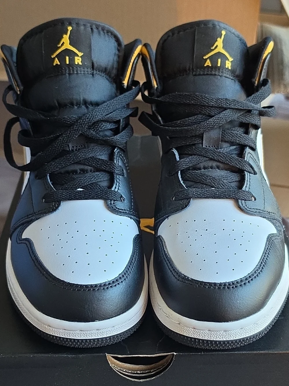 Nike Kids Black, White and Yellow High-Top Sneakers